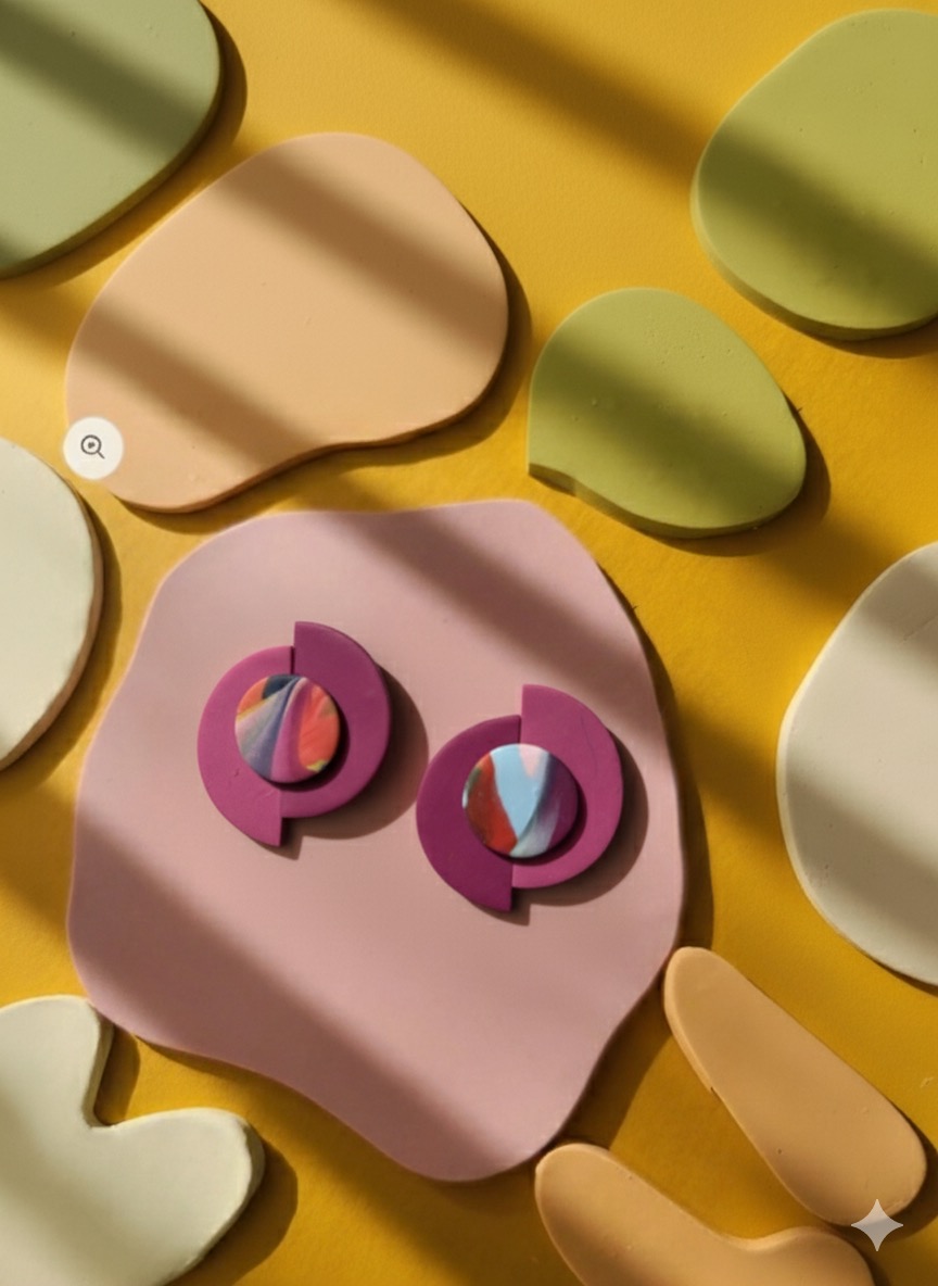 Καρφωτά Σκουλαρικια απο πηλό