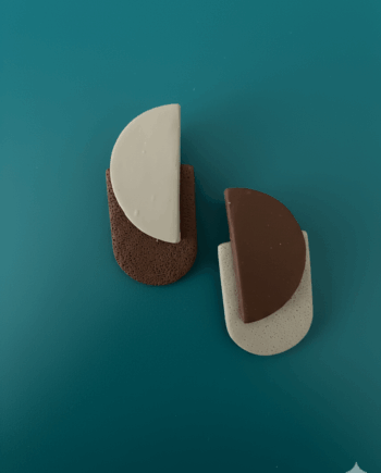 Σκουλαρίκια Διπλό ημικύκλιο με γήινους τόνους