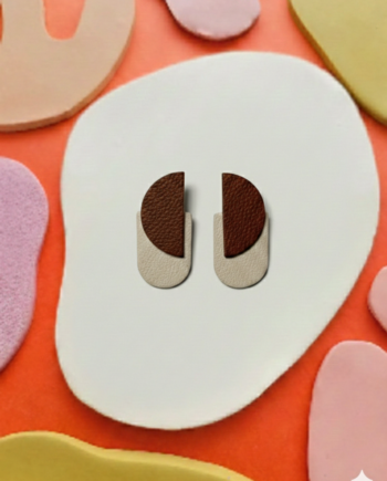 Σκουλαρίκια Διπλό ημικύκλιο με γήινους τόνους