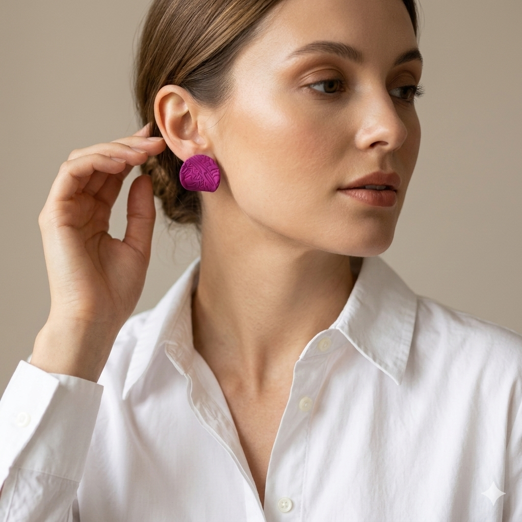 Livia Clay Earring Magenta