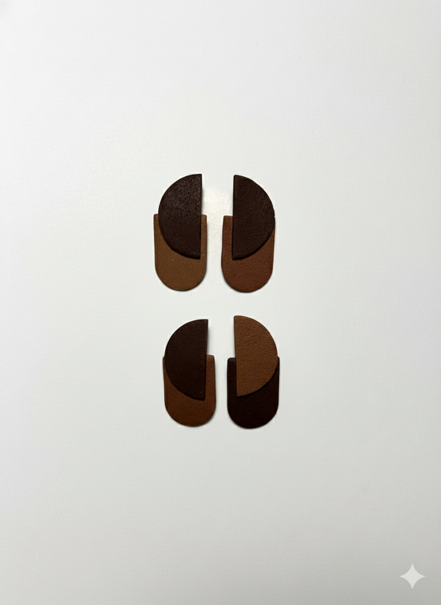 Σκουλαρίκια Διπλό ημικύκλιο Σοκολατί