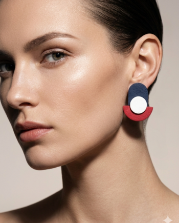 χειροποίητα γεωμετρικά σκουλαρίκια από πολυμερικό πηλό navy κόκκινο λευκό