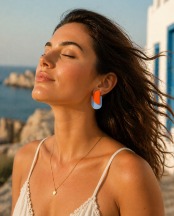 Σκουλαρίκια Διπλό ημικύκλιο Γαλάζιο