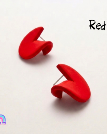 Pac Man Clay Earrings Red