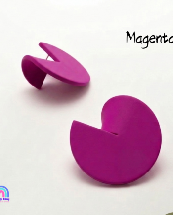 Pac Man Clay Earrings Magenta
