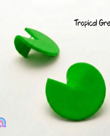 Pac Man Clay Earrings Tropical Green