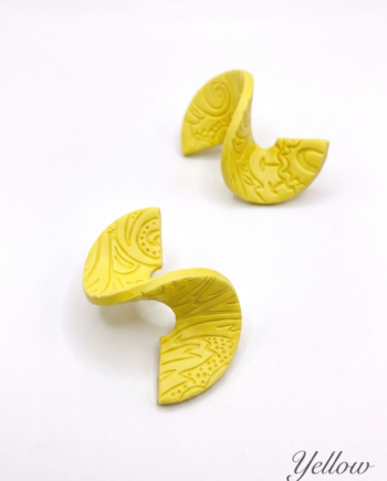 Happy Clay Ribbons Earrings Yellow